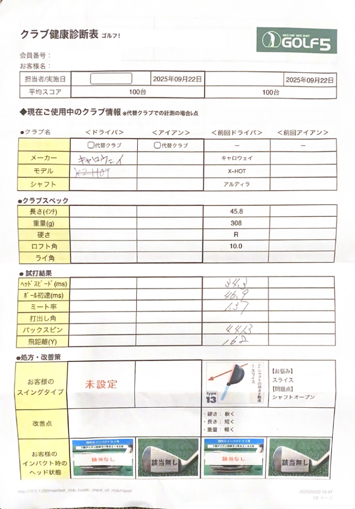 ドライバー クラブ健康診断